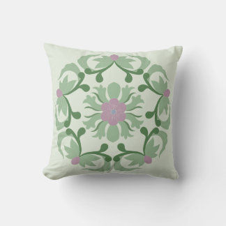 Coussin motif de lotus vert vintage
