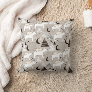 Coussin Motif de l'ours de bois du mignon Doodland