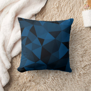 Coussin Motif de maille géométrique bleu foncé et noir