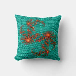 Coussin Motif de mandala abstrait noir sarcelle