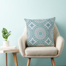 Motif de mandala abstrait sarcelle et ivoire