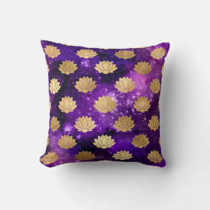 Coussin Motif de mandala Dharma de galaxie or et violet
