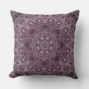 Coussin Motif de mandala en marbre lavande et prune