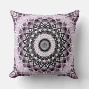 Coussin Motif de mandala géométrique violet et noir