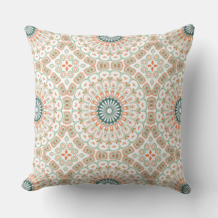 Coussin Motif de mandala moderne orange et vert
