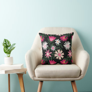Coussin Motif de marguerite rose et blanc