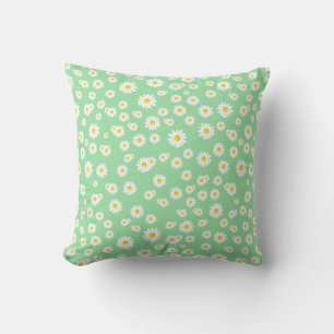 Coussin Motif de marguerites de printemps de Boho vert
