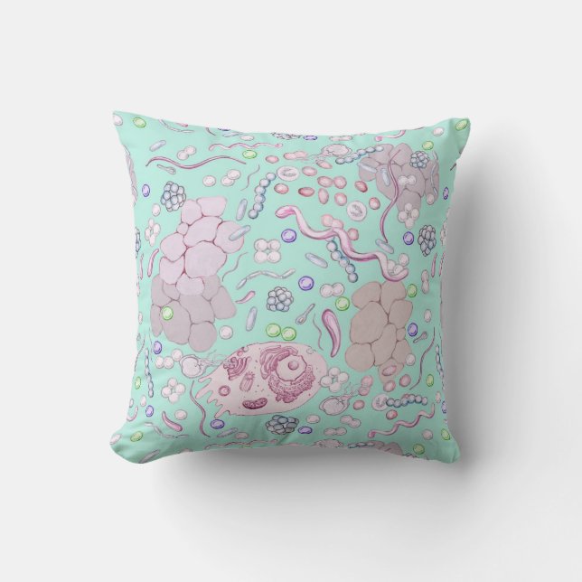 Coussin Motif de microbiologie dans le bleu (Recto)
