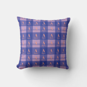 Coussin Motif de monogramme violet plaid