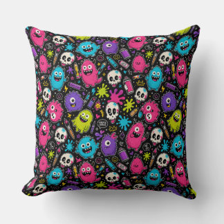 Coussin Motif de monstre d'art de chaos coloré