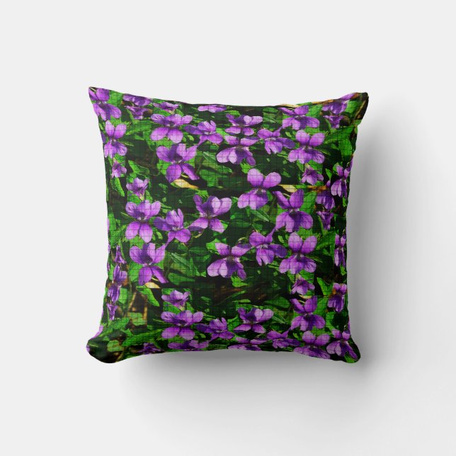 Coussin Motif de mosaïque en bois de violet de fleur WI (Recto)