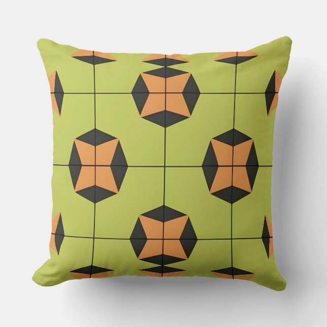 Coussin Motif de mosaïque géométrique aux couleurs vives (Recto)