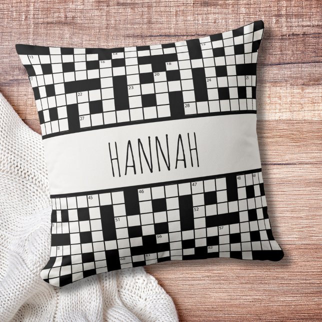 Coussin Motif de mots croisés de nom personnalisé (personalized name crossword pillow)