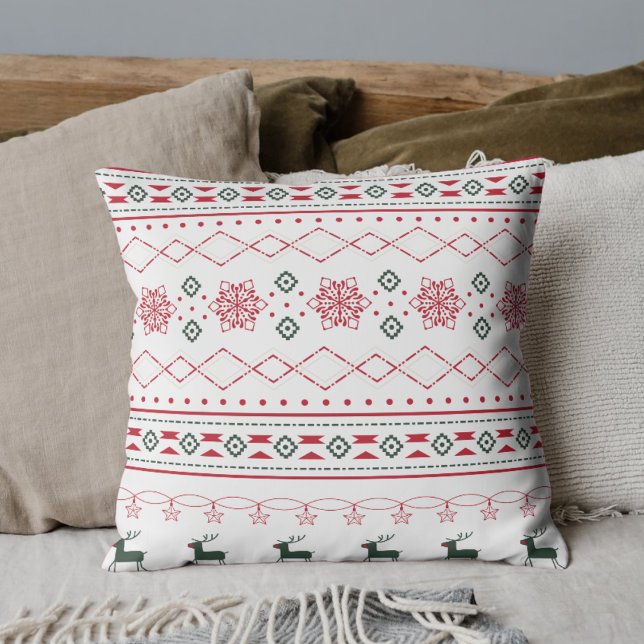 Coussin Motif de Noël blanc Reindeer Snowflakes (Créateur téléchargé)