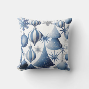 Coussin Motif de Noël bleu et blanc