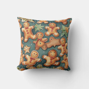 Coussin Motif de Noël brun de gingembre souriant