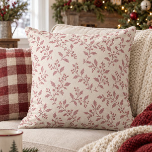 Coussin Motif de Noël Cranberry à la vigne et aux baies ID