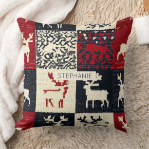 Coussin Motif de Noël en Patchwork Rustique