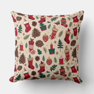 Coussin Motif de Noël festif avec chaussettes