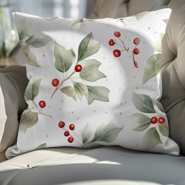 Coussin Motif de Noël Holly et Berries (Créateur téléchargé)