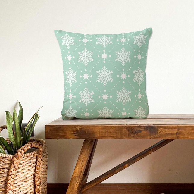 Coussin Motif de Noël Mint Green White (Créateur téléchargé)
