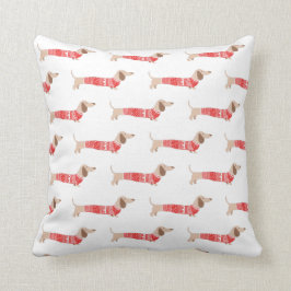 Coussin Motif de Noël rouge moche Dachshund