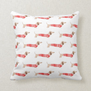 Coussin Motif de Noël rouge moche de Dachshund
