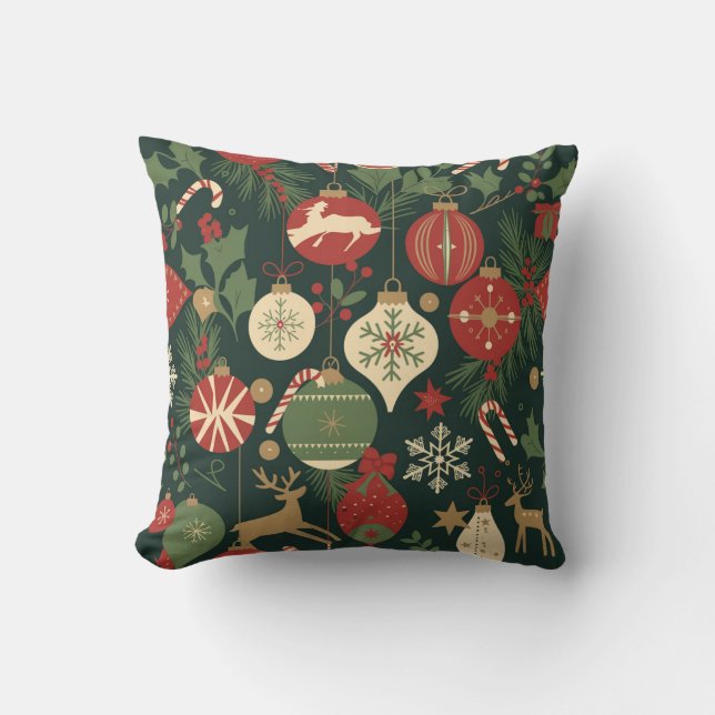 Coussin Motif de Noël Vintage (Recto)