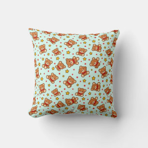 Coussin Motif de nounours kawaii et d'étoiles