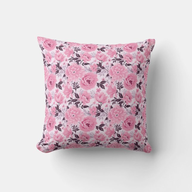 Coussin Motif de palette rose floral (Recto)