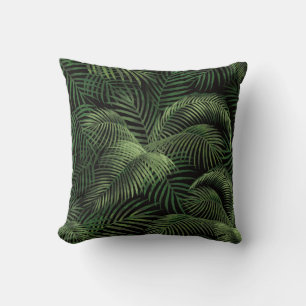 Coussin Motif de palmiers tropicaux  Noir et vert