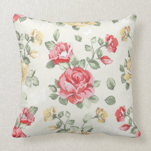 Coussin Motif de papier peint d'élégance des roses roses
