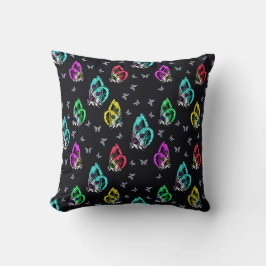 Coussin Motif de papillon noir coloré