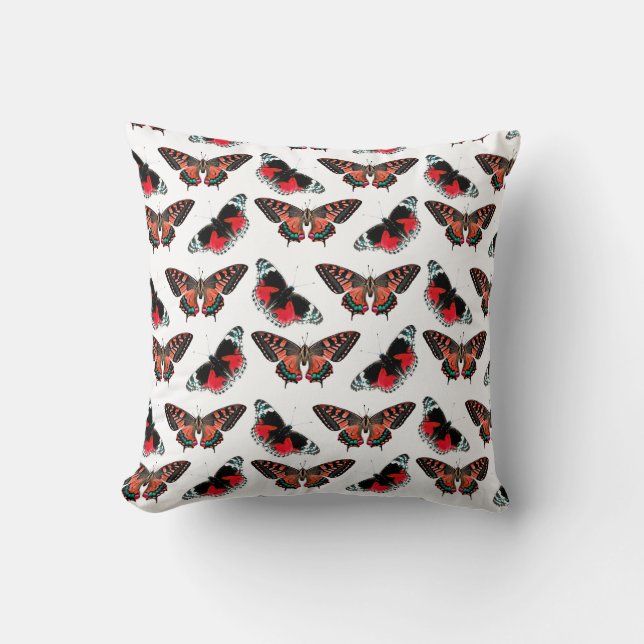 Coussin Motif de papillon rouge illustré (Recto)