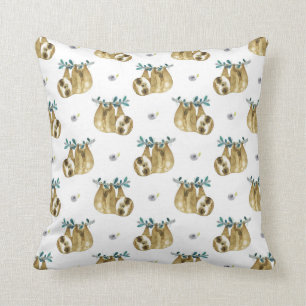 Coussin Motif de paresse d'aquarelle de tarte de Cutie