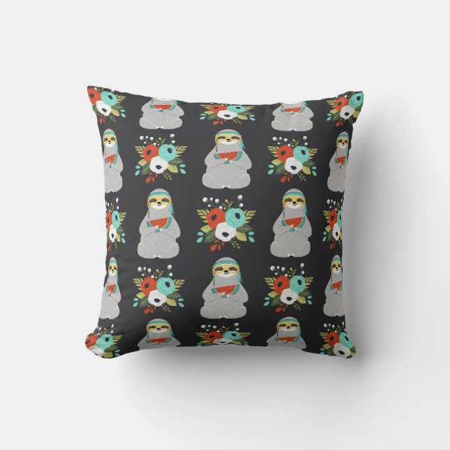 Coussin Motif de paresse de pastèque (Recto)