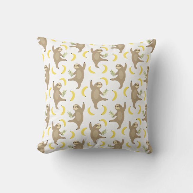 Coussin Motif de paresses et de bananes (Recto)