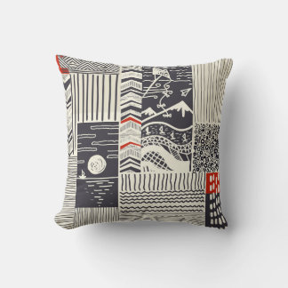 Coussin Motif de patchwork sans couture de doodles abstrai