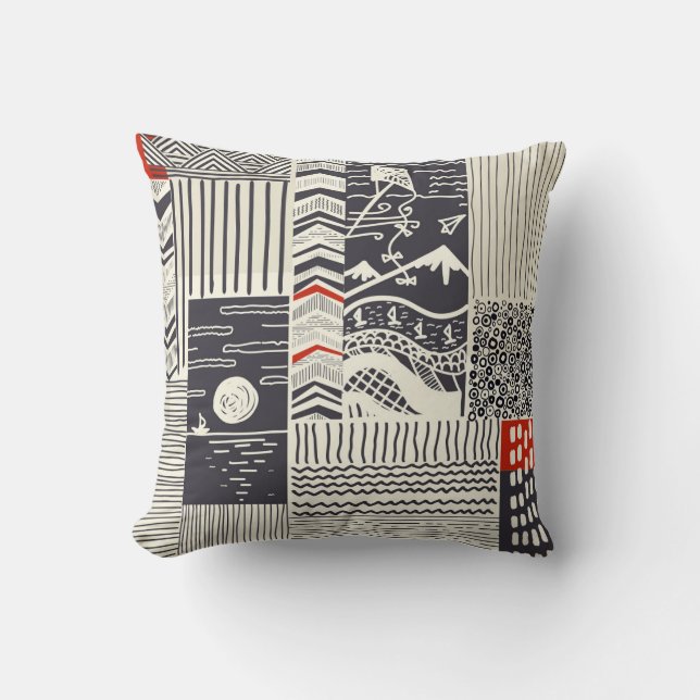 Coussin Motif de patchwork sans couture de doodles abstrai (Recto)