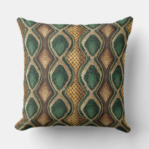 Coussin Motif de peau de serpent diamanté émeraude et or