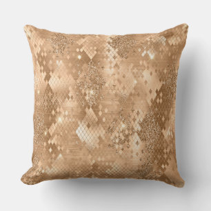 Coussin Motif de peau de serpent sauvage pailleté or éléga