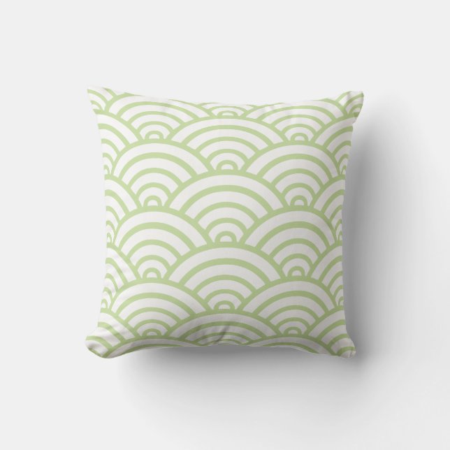 Coussin Motif de pétoncle vert et blanc (Recto)