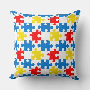 Coussin Motif de pièces de puzzle colorées vives