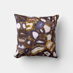 Coussin Motif de pierre d'agate brun violet blanc 