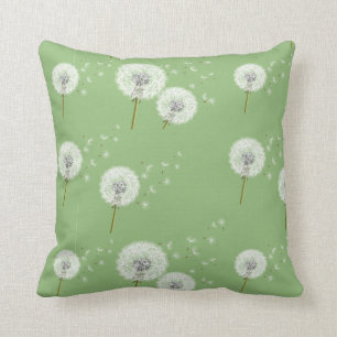 Coussin Motif de pissenlit sur l'arrière - plan vert