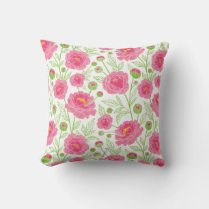 Coussin Motif de pivoines roses