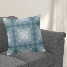 Coussin Motif de pixel carré en nuances de bleu
