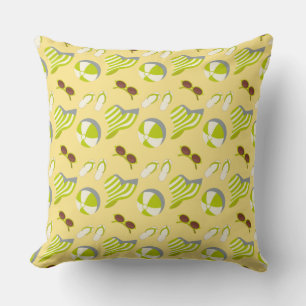 Coussin Motif de plage avec lunettes de soleil et casquett