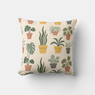 Coussin Motif de plantes d'intérieur en pot