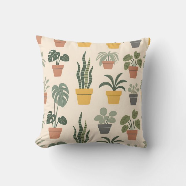 Coussin Motif de plantes d'intérieur en pot (Recto)